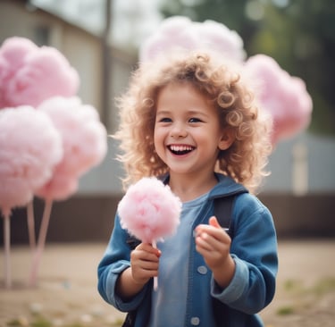 Close-up of fluffy pink cotton candy being spun on a classic machine at a festive gathering.