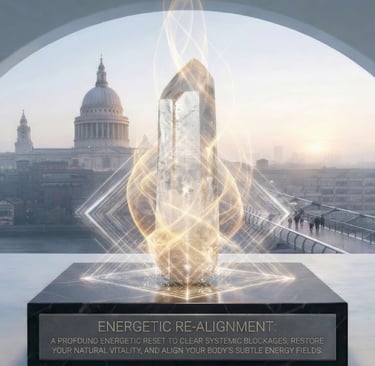Guided mindfulness and inner noise silencing concept with crystals by Ricardas Miliusis