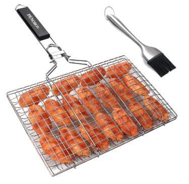 Perfect for grilling fish and veggies! This portable basket makes outdoor cooking a breeze.