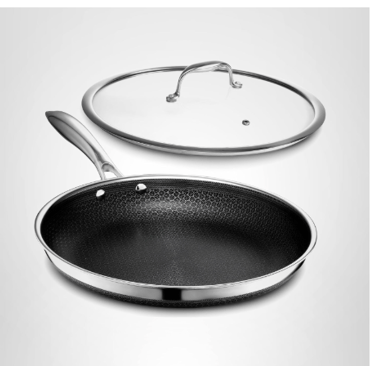 This frying pan is great for all types of cooking. The lid makes it easy to simmer dishes!