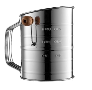 Bake with ease and precision using this stainless steel flour sifter. It's a must-have for any baker