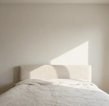 Soft bedroom fabric wall finish used as a calm residential backdrop