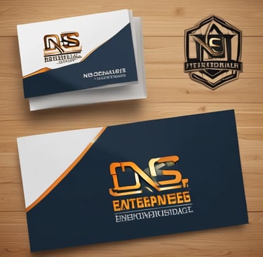 The ns enterprises logo prominently displayed on a glass office building facade.