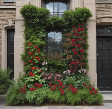 A beautifully maintained home garden with lush green grass and colorful flowers in Bogor.