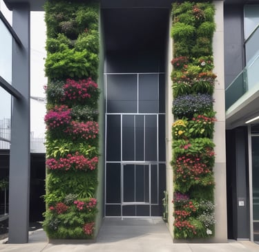 a building with a bunch of plants growing on the side of it