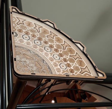 3 dimensional plant stand to fit on corner of spiral staircase rails