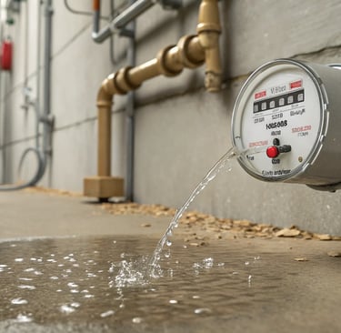 un compteur d'eau a une fuite d'eau
