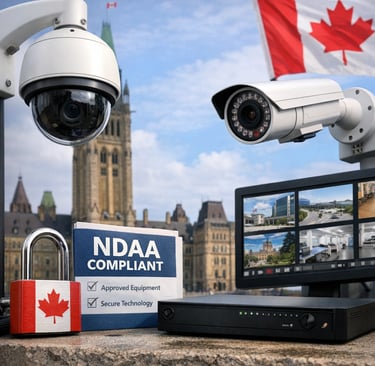 NDAA compliant security cameras with Ottawa Parliament background.