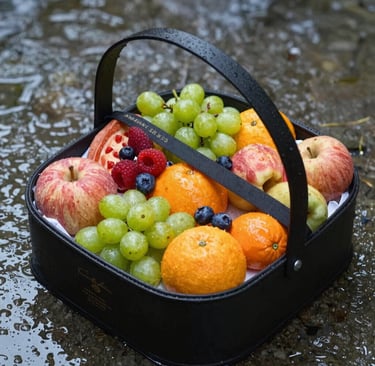 Close-up of a Bento grid section highlighting different sized rectangles with vivid pictures.