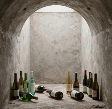 Sophisticated bottle display featuring premium wine and agave spirits on a sleek black surface with golden accents