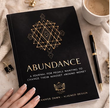 mockup of a black Abundance journal workbook 