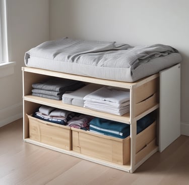 A sleek, modern living room featuring minimalist furniture and soft natural light.