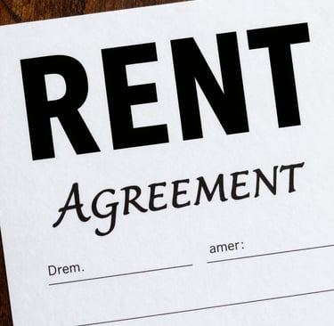 A close-up of a legal document with a pen resting on it, symbolizing rent agreement signing.