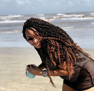 a woman with passion twist hairstyle