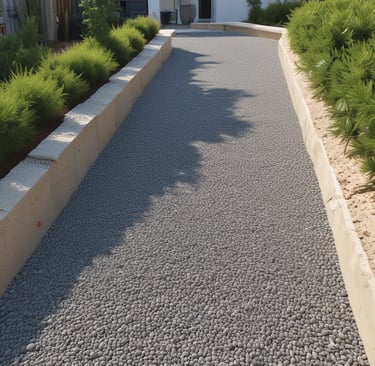 Close-up of eco-friendly outdoor paving stones arranged in a natural garden setting