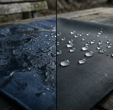 waterproof vs non waterproof fabric showing water repellent performance difference