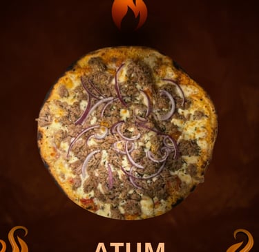 Pizza de Atum artesanal, massa leve, Pizzaria Caraíva no Prior Velho Lisboa
