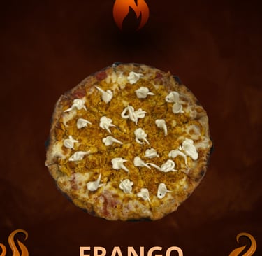 Pizza de Frango artesanal, massa fina, Pizzaria Caraíva em Lisboa