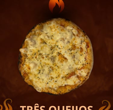 Pizza Três Queijos artesanal, sabor intenso, Pizzaria Caraíva no Prior Velho