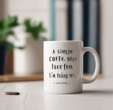 Close-up of a colorful custom-printed coffee mug with a unique design.