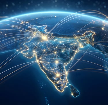 ndia as the emerging backbone of the global AI era with digital networks and tech innovation.