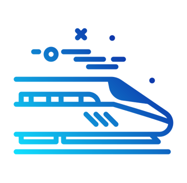 Japanese bullet train in motion icon representing high-speed rail travel