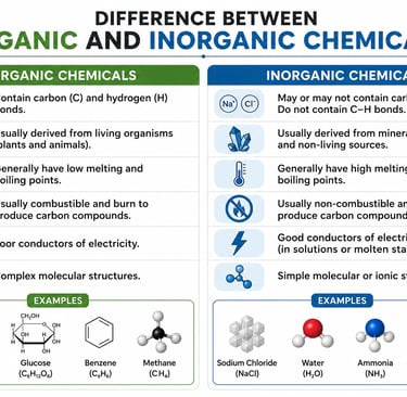 Difference Between Organic and Inorganic Chemicals
