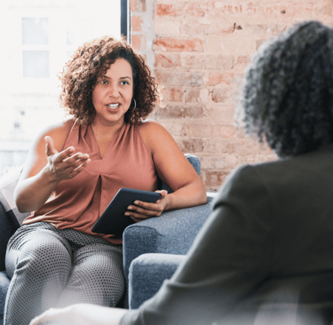 Counsellor speaking to a client