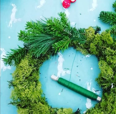 Christmas Wreath Workshop for wellbeing workshops in the Midlands and Yorkshire