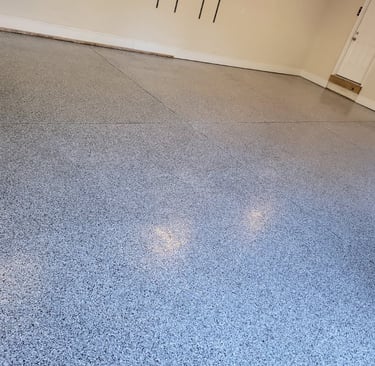 a garage floor with a garage flooring system