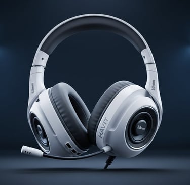 a pair of headphones with a microphone and a pair of headphones