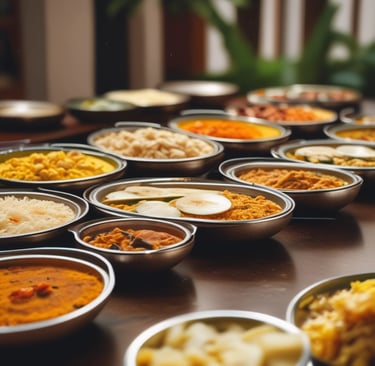 A warm, inviting photo of the Trupthi Catering Services team smiling and ready to assist at a festive event.