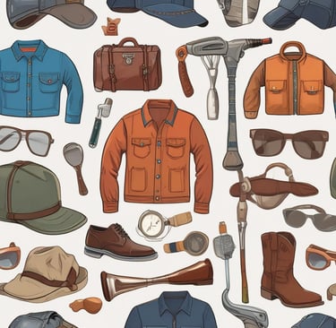 a variety of different types of clothing and accessories