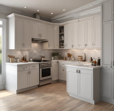 A beautifully renovated kitchen with sleek cabinetry and warm lighting showcasing Skyblue Home Renovations' attention to detail.