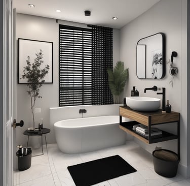 An elegant bathroom remodel with modern fixtures and a calming color palette reflecting thoughtful design.