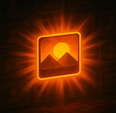 YouTube thumbnail icon glowing in center of dark grid of thumbnails