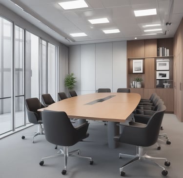 Professional office reception area with a focus on customer service at a Venezuelan energy company