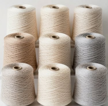 Close-up of vibrant, textured fancy yarns in rich gold and black tones, artfully arranged on a sleek black background.