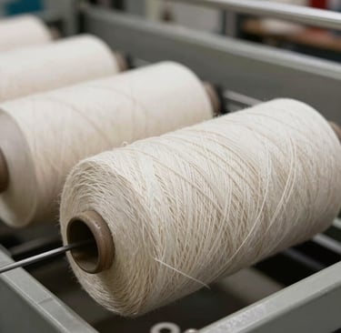 Artisan hands carefully winding hand knitting yarns, highlighting the softness and quality of the fibers.