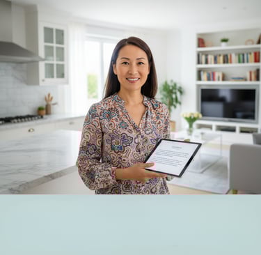 Happy and satisfied lady