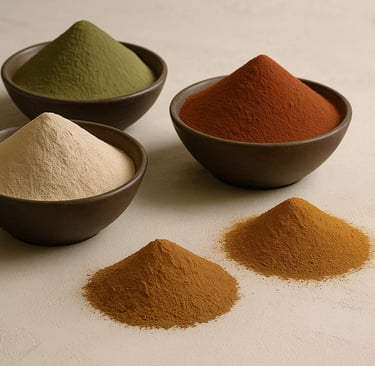 Pigments naturels Olive, Pierre, Fauve et Brique pour Stucco Latte