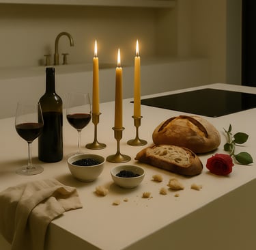 Îlot en Stucco Latte blanc dans cuisine ouverte style artisan contemporain