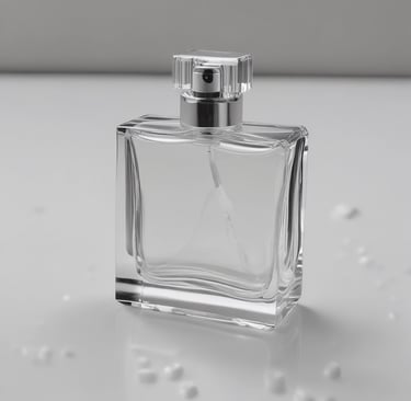 A lifestyle image showing a person gently applying q fragrances butter in a cozy, brown-toned room.