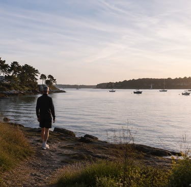Paysage paisible au bord du Golfe du Morbihan avec une belle lumière naturelle