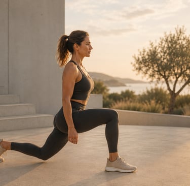 Femme réalisant une fente qui illustre le pattern lunge