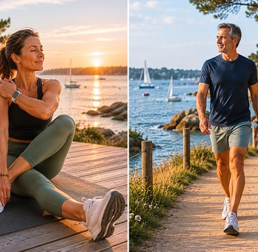Séance stretching et marche en extérieur sont des exercices parfaits pour une récupération active.