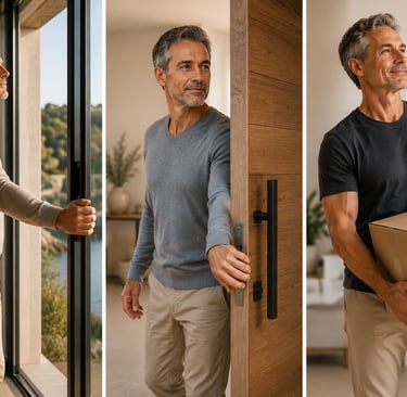 Hommes en mouvement lors de scènes de vie quotidienne nécessitant une poussée haut du corps