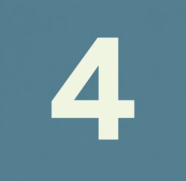 A bold white number four centered on a solid muted blue background for graphic design.
