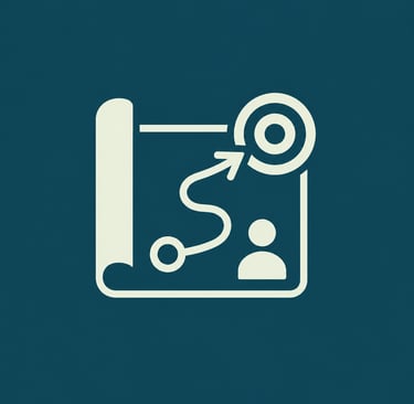 Strategic roadmap icon showing a winding path from a starting point to a target goal.