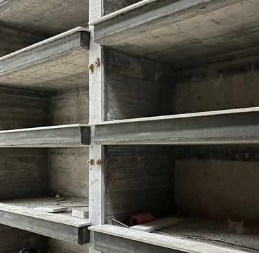 a shelf of shelves with a bunch of shelves